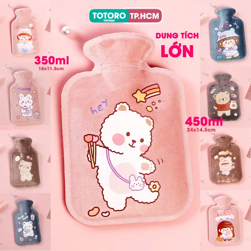 Túi chườm nóng lạnh lông mịn Hoạt hình dễ thương Giảm đau bụng kinh Hạ sốt Hổ trợ phục hồi vết thương