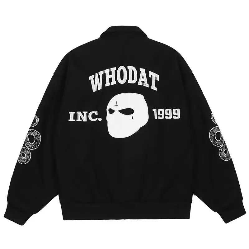 JAKET VARSITY BERKERAH BIG SIZE (S-6XL) JAKET BASEBALL KANCING BOMBER WHODAT SABLON LOGO OVERSIZED S M L XL 2XL 3XL 4XL 5XL 6XL FLEECE UNISEX JACKET BOY GIRL PRIA WANITA JUMBO MIX KOMBINASI 2 WARNA STREET STYLE URBAN Katun Santai KOREA JACKET Keren 0