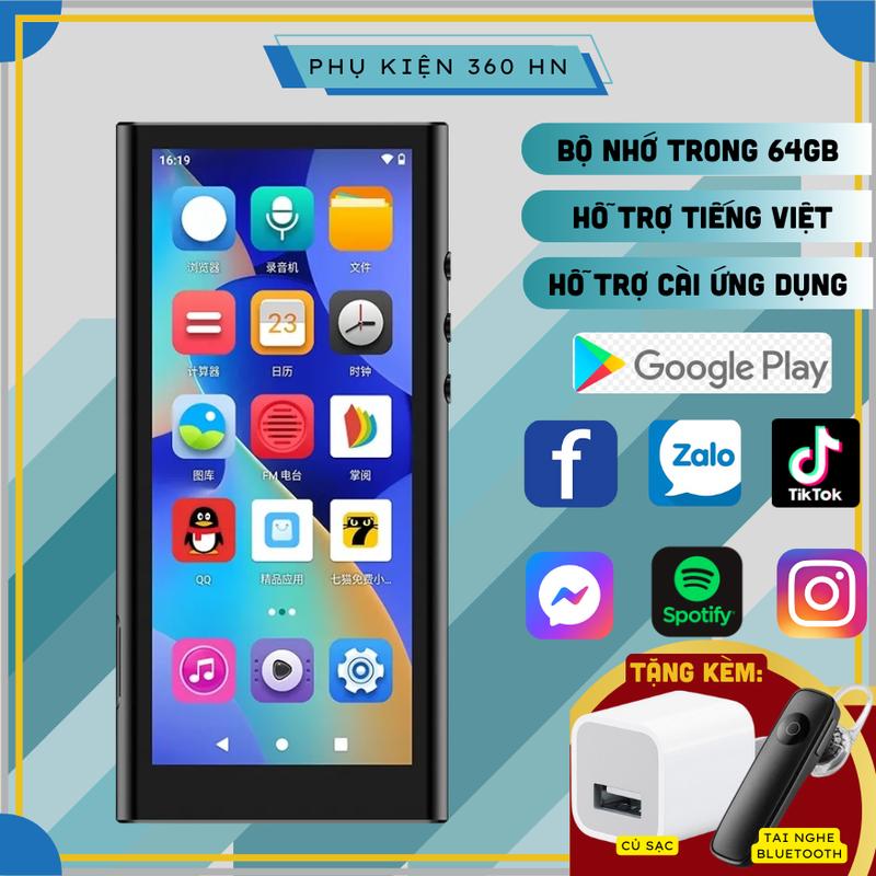 COMBO Quà tặng Máy Nghe Nhạc Android MP3 MP4 Màn Hình Cảm Ứng 4.8 inch IPS Lướt Web WIFI Bluetooth RUIZU H12 Bộ Nhớ Trong 64GB