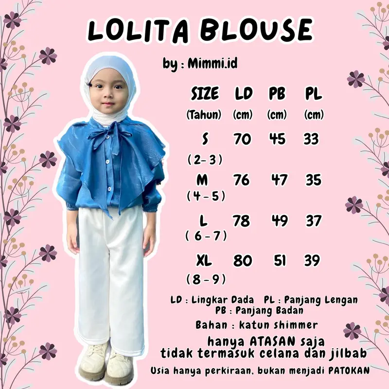 MIMMI.ID — Lolita Blouse Shimmer Atasan Kerah Panjang  Baju Rumbai Pita Wanita Kancing 3