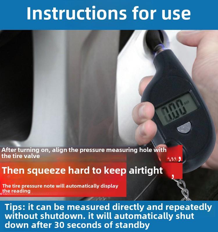 Product Introduction of Digital Tire Pressure Gauge Keychain Mini Portable Waterproof Design Anti-Loss Car Motorcycle Tire Checker with LED Display Durable Accessories 1