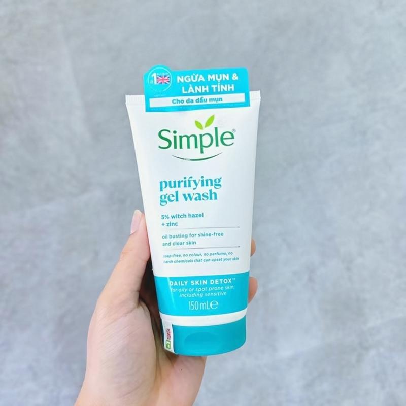 Combo 2 chai Sữa rửa mặt Simple xanh dương Purifying Gel Wash cho da dầu mụn 150ml - Skincare Gel Rửa Mặt Nữ Dưỡng Da Cleanser Dưỡng Da Mặt Women
