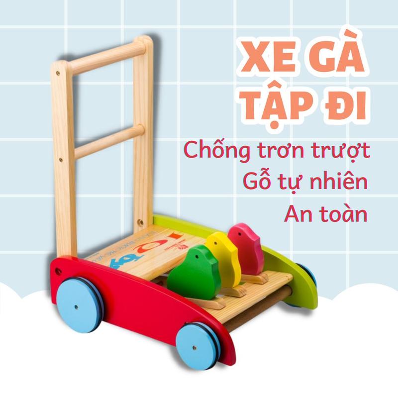Xe gà tập đi - xe đẩy gà gỗ cho bé