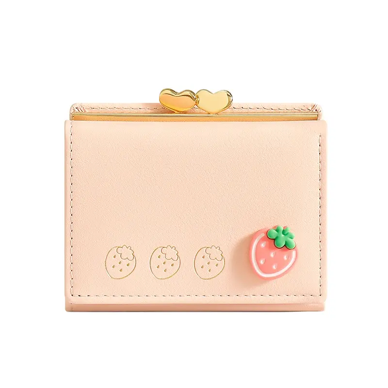 JIUFENG Dompet Lipat Bifold & Trifold Lucu Wanita Versi Korea Kartun PU Kreatif Dompet Koin Mini