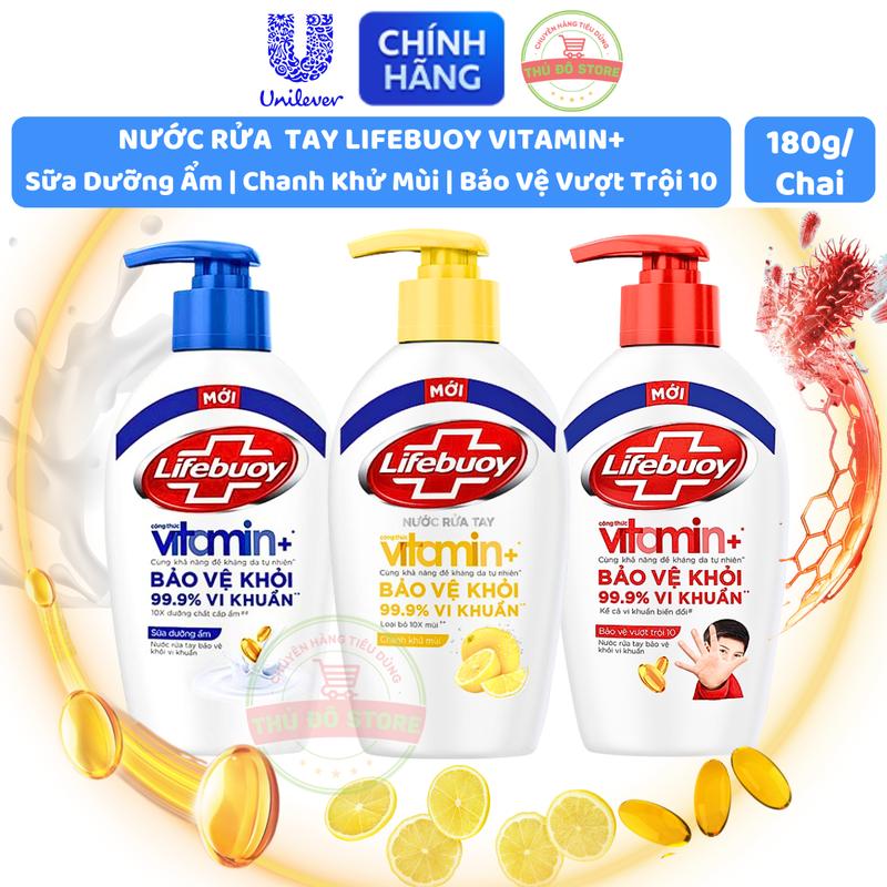 Nước Rửa Tay Lifebuoy Vitamin+ Bảo Vệ Khỏi 99.9% Vi Khuẩn - Chai 180G