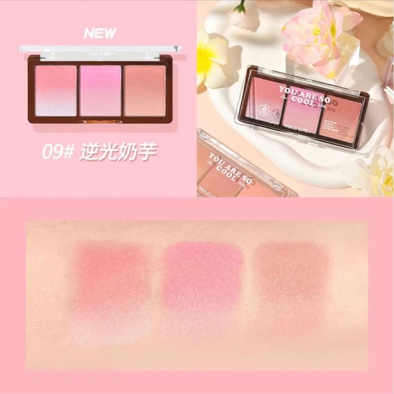 Bảng phấn má hồng 3 ô HOLDLIVE SONBT Cosmetic Mỹ Phẩm Nữ Trang Điểm 3