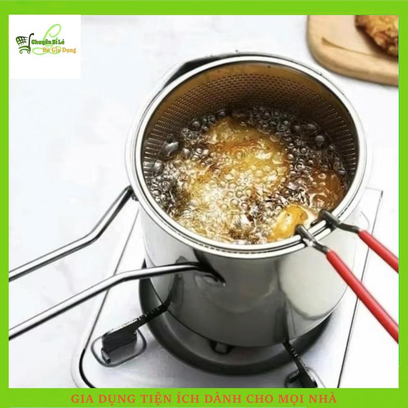  Bộ Nồi Chiên Ngập Dầu Mini Kèm Lưới Lọc Chất Liệu Inox 304 Chống Gỉ Bộ Nồi Kèm Rổ Lọc Dầu Tiết Kiệm Dầu Chống Dính Dùng Cho Mọi Loại Bếp 