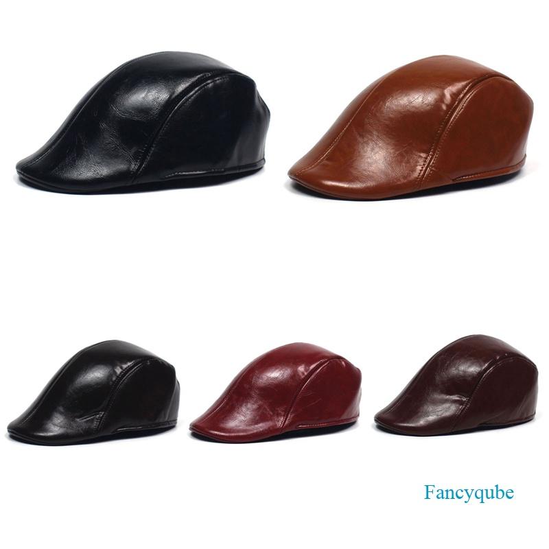 Mũ Nồi Da Cho Nam, Mũ Phẳng Cổ Điển Kiểu Anh Mới, Gatsby, Nam, Màu Xám Trơn, Màu Đen, Xuân Thu Đông, Mũ Lái Xe Có Thể Điều Chỉnh Ca Tai Bèo
