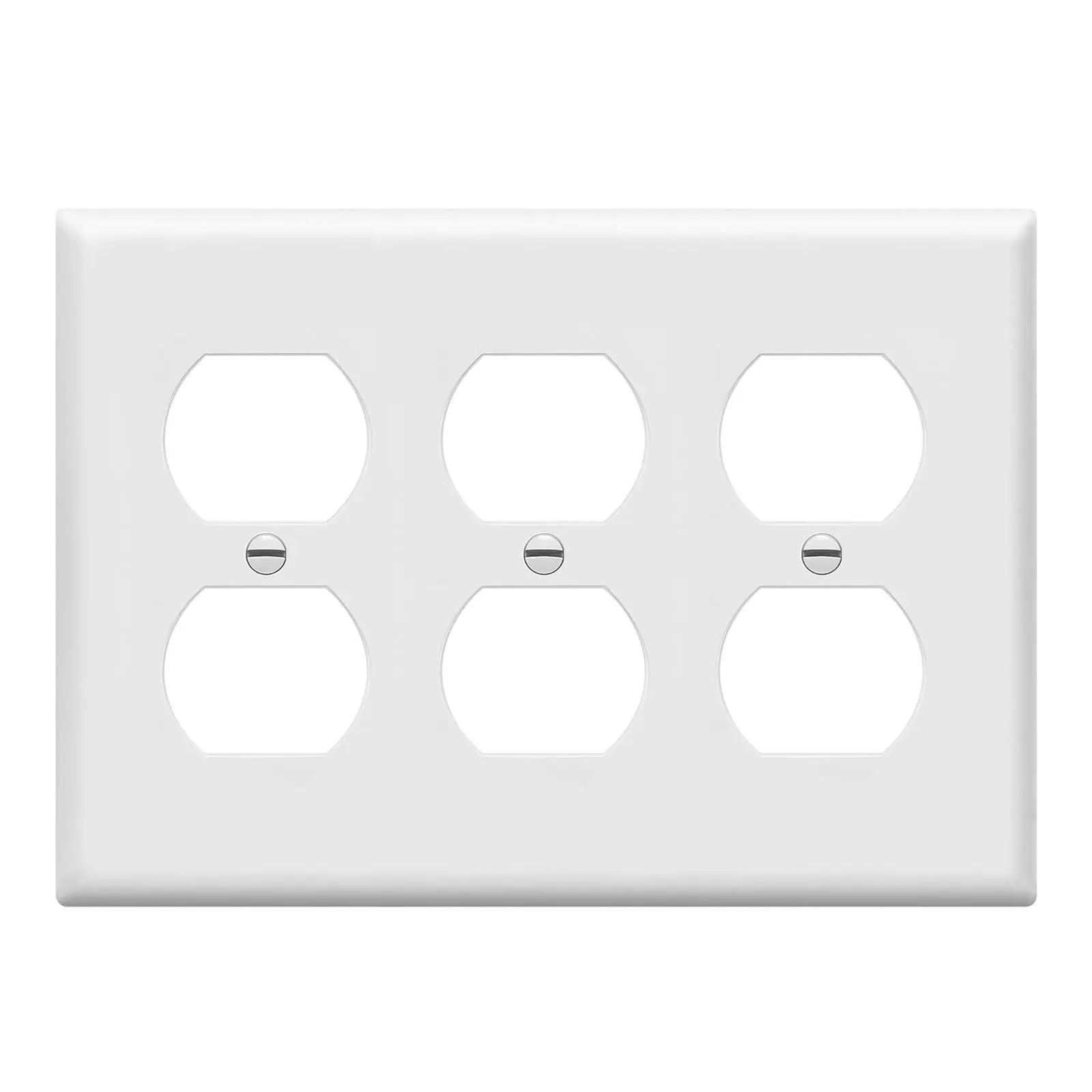 3-Gang Duplex Receptacle Wall Plate, Mid-size Unbreakable Thermoplastic Faceplate Cover for Duplex Outlets, Home Improvement Supplies