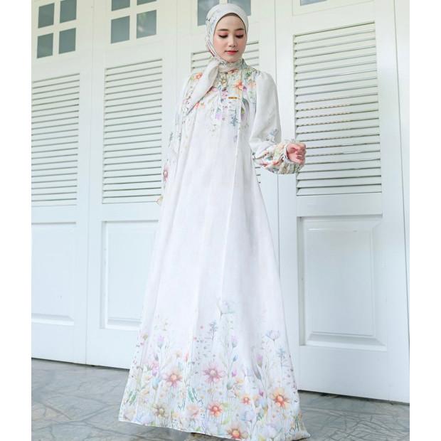 (FREE HIJAB) ZHAFIRAH FLOWER DRESS GAMIS WANITA KEKINIAN CERUTY BABY DOLL PREMIUM 5