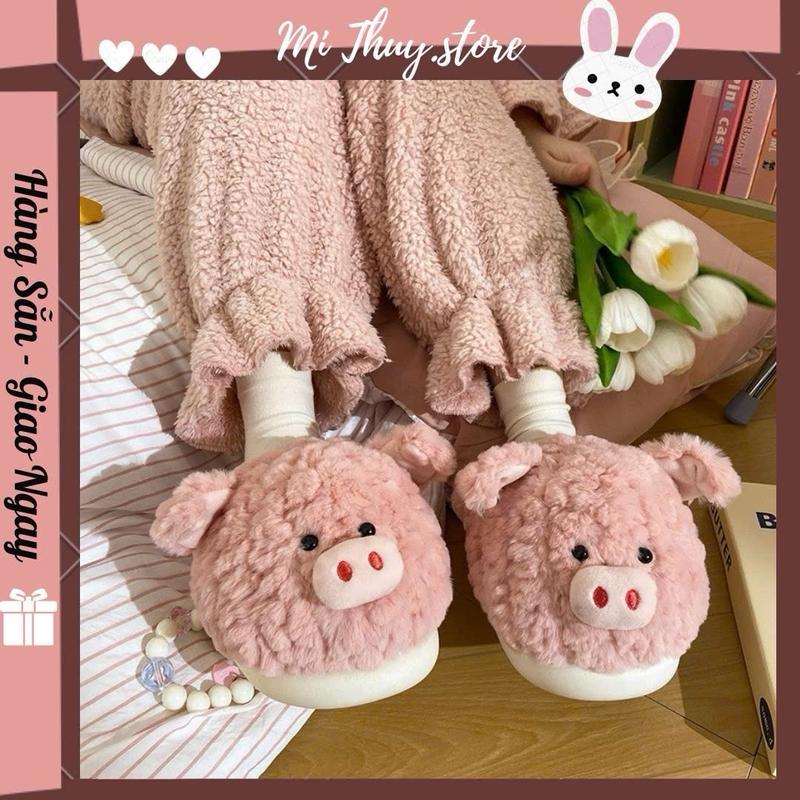 Chọn tăng 1 size Dép bông nữ dép heo xinh cute DÉP HEO HỒNG PTD