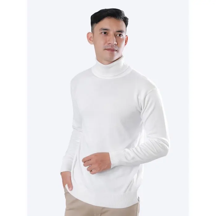 Sweater Rajut Pria Gomuda Roll Neck Off White - Off White,M Knitwear
