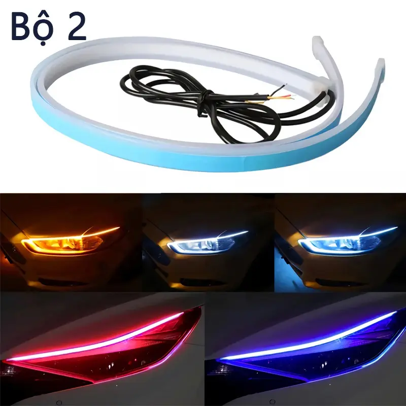 Bộ 2 Dây Đèn LED Drl 12V Linh Hoạt Chống Thấm Nước Cho Xe Hơi