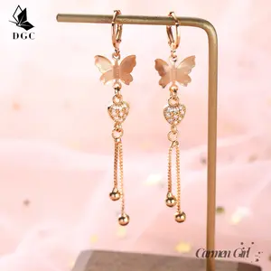 [COD] Titanium Panjang Wanita Anti Karat Fashion Terbaru Korea Aksesoris Elegan Berlian Cinta Anting Rumbai Perhiasan Dewasa D162 D156