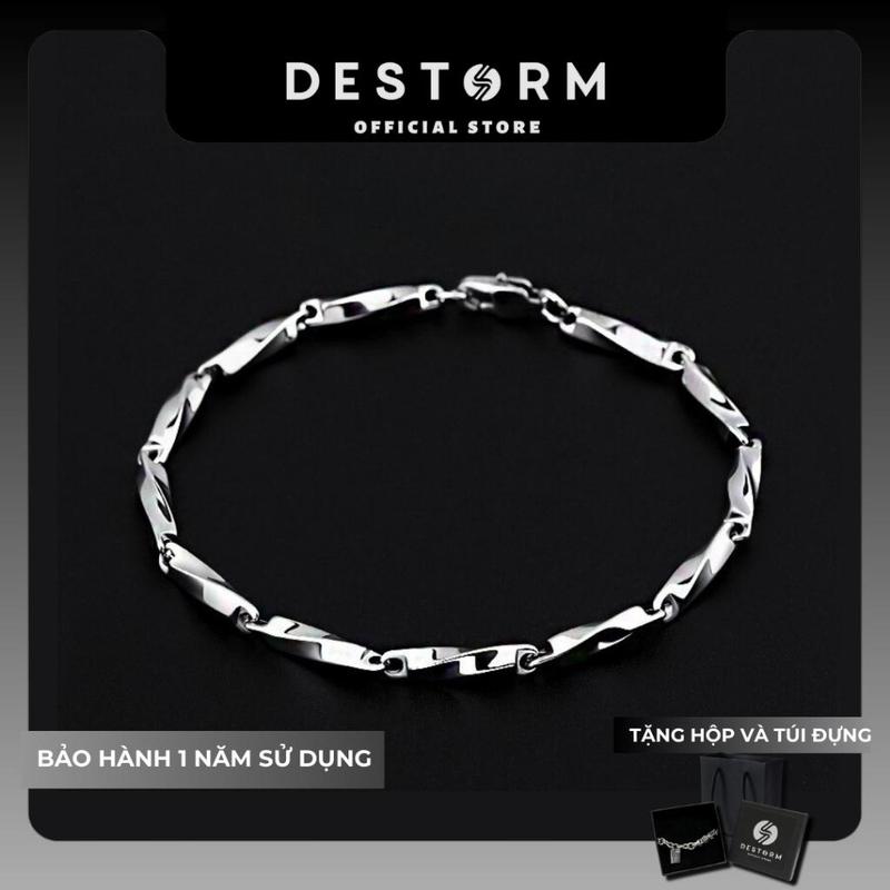 Vòng Tay Titan Đôi Nam Nữ Destorm Mici Bracelet, Có Hộp và Túi Đựng Quà Tặng, Lắc Tay Cá Tính Thép Không Gỉ