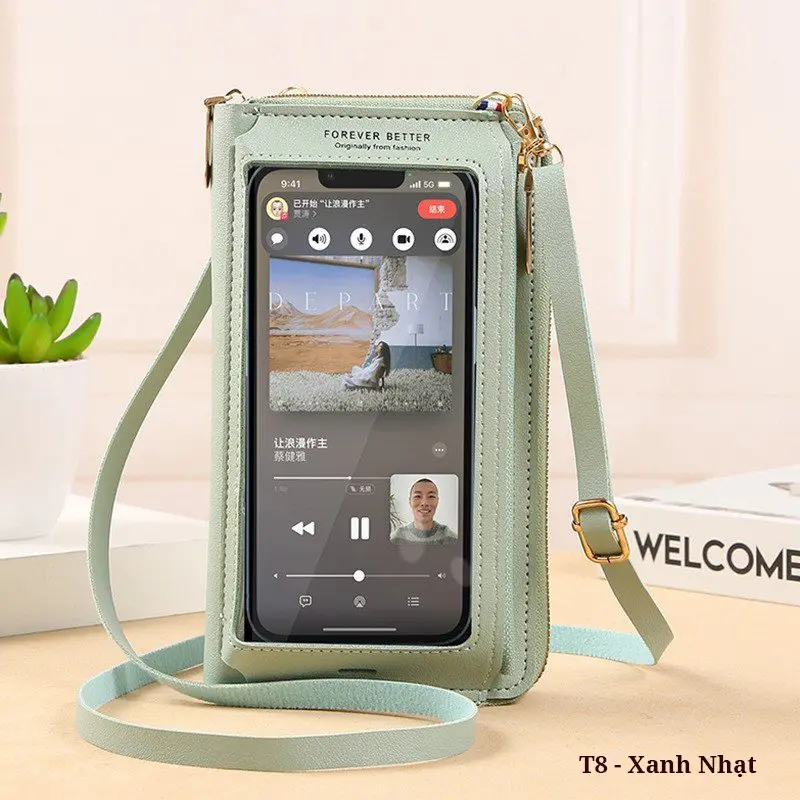 [ AVAMA T8 ] TÚI VÍ CẢM ỨNG MẶT TRƯỚC TIỆN LỢI, Túi ví cầm tay, Túi ví đeo chéo, Túi xách nhiều ngăn đằng sau để đồ cá nhân, túi ví cầm tay đeo chéo chống thấm nước sử dụng khi trời mưa gió dành cho tất cả lứa tuổi 4
