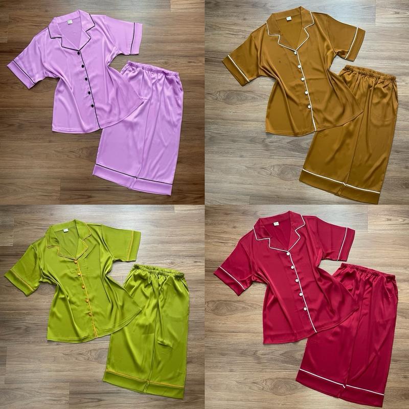 LỬNG LATIN TRƠN- Pijama Latin lụa mịn thiết kế trơn Đỏ, Tím, Xanh Bơ, Đỏ Đô với chất vải dày dặn và mịn mát sang trọng. Quần Ngủ Women Nữ Nhung Áo Nho Voi