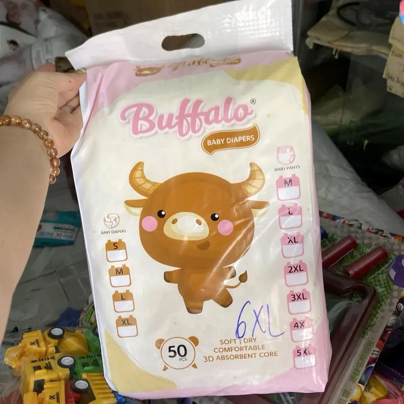( Tặng quà) Bỉm TRÂU VÀNG BUFFALO  6xl 7xl 8xl cho bé 20-30-40kg bỉm quần phom to 100 miêng Cho Bé Voi đùi ếch 7