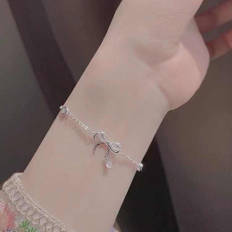 Lắc 925 Jewerly nữ đính đá đơn giản cá tính trang sức bạc Ý cao cấp ổ cao - 9N25 4