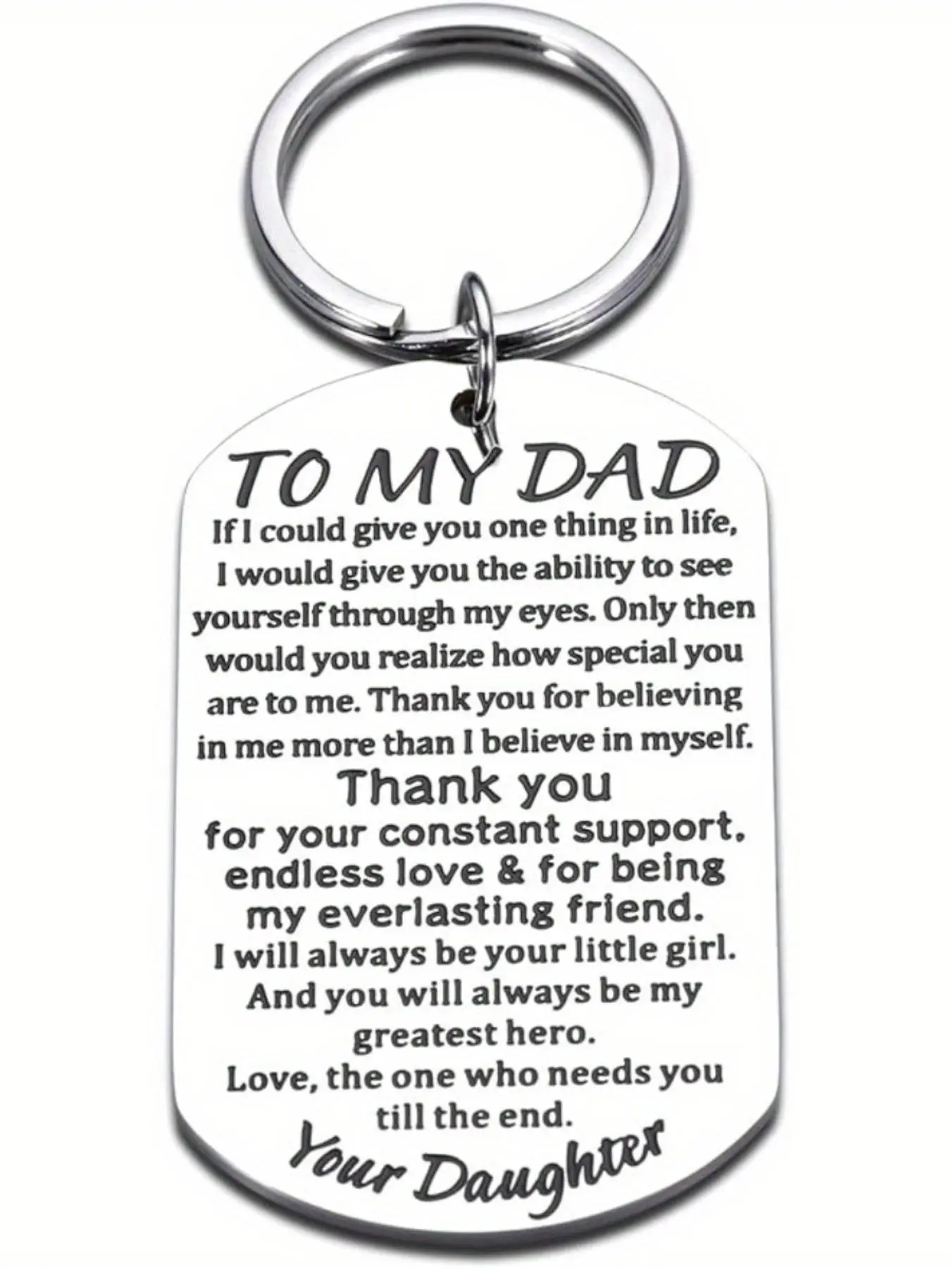 Fashion Letters Pattern Slogan Keychain, Stainless Steel Keychain for Men, Trendy All-match & Exquisite Accessories for Birthday Gift for Dad