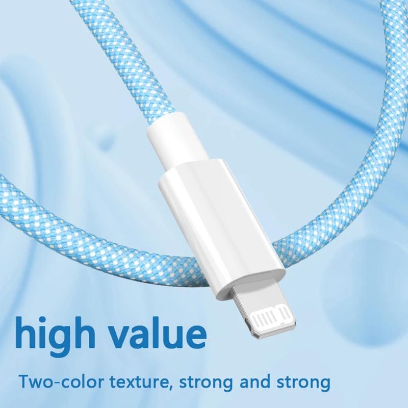 Cáp USB PD 20W, 4 màu có sẵn, Tương thích với iPhone 14, 13, 12, Pro Max, 11 và iPad mini, Sạc nhanh Type C, Cáp dữ liệu USB C, Có sẵn trong 1m và 2m chiều dài 5