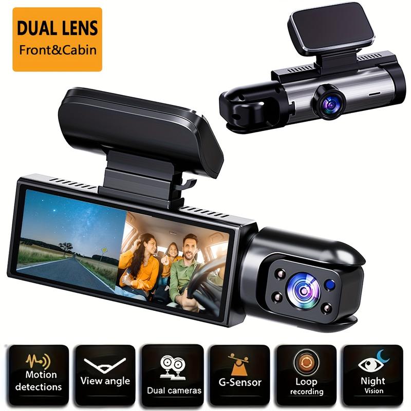  Camera hành trình ô tô ống kính kép ZKCAMSPY 8,03cm trước và sau độ phân giải 1080P HD tầm nhìn ban đêm với cảm biến G phát hiện chuyển động ghi vòng lặp góc rộng cài đặt dính tương thích với PC không bao gồm thẻ SD 