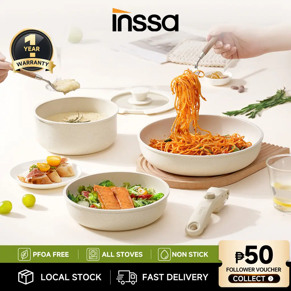 INSSA Non Stick Frying Pan Removable Cookware Set Handle Removable PFOA ...