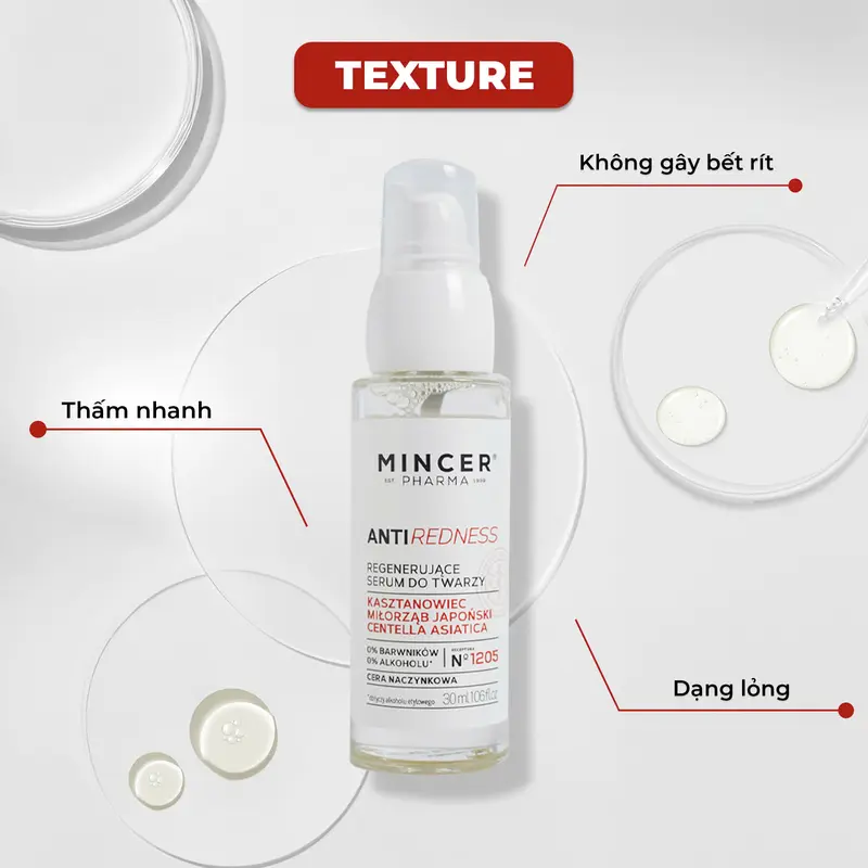 Tinh Chất Hỗ Trợ Giảm Đỏ, Hỗ Trợ Giảm Lộ Mao Mạch Trên Da Mincer Pharma Anti Redness Regenerating Face Serum 30ml 3