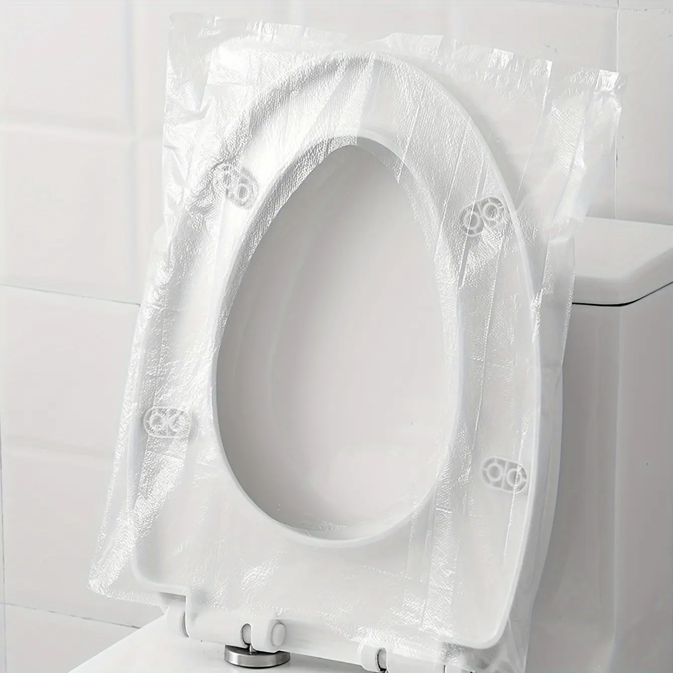 50pcs Portable Transparent Disposable Toilet Seat Covers, Plastic, Waterproof Hygiene, Travel Cushion Paper Substitute, Toiletries