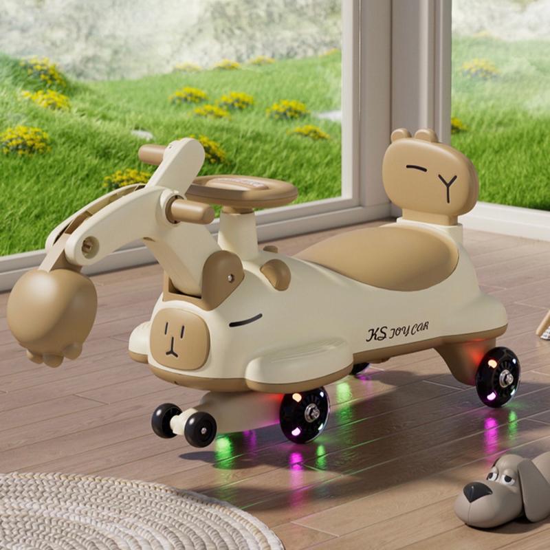 Xe lắc cần cẩu hình mèo kiêm chòi chân, xe 3 in 1 có nhạc đèn dành cho trẻ em .