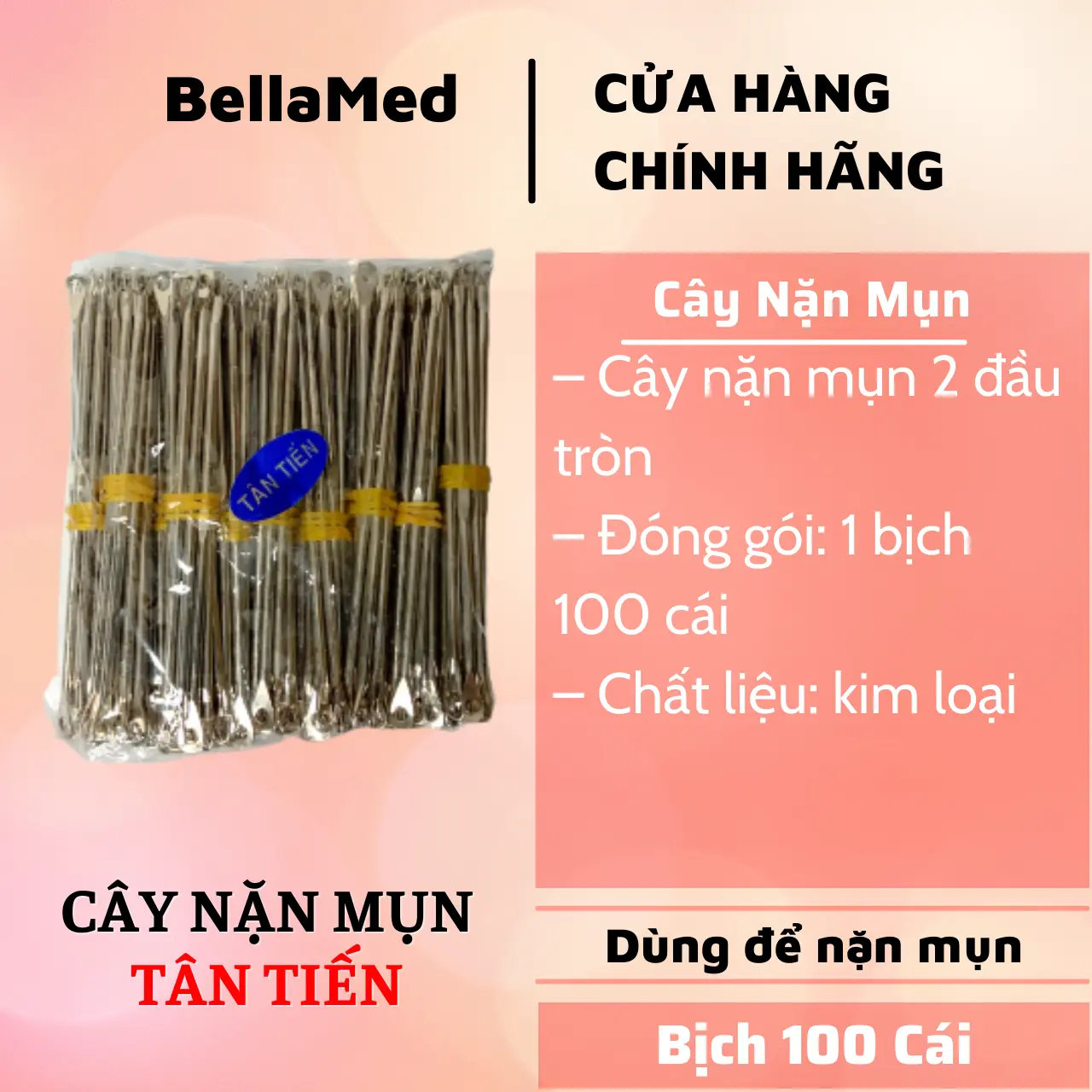 Cây nặn mụn Tân Tiến 2 đầu tròn - 1 bịch 100 cây