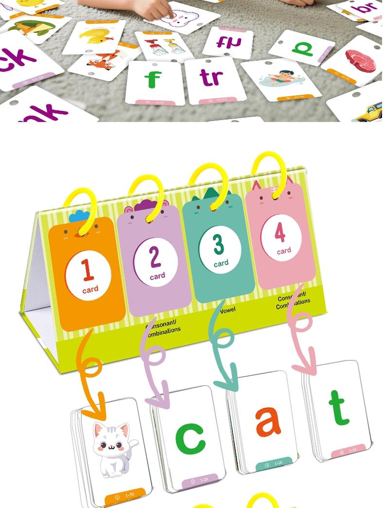BabyTopic 129Pcs Phonics English Flash Card CVC Words Vowel Consonant ...