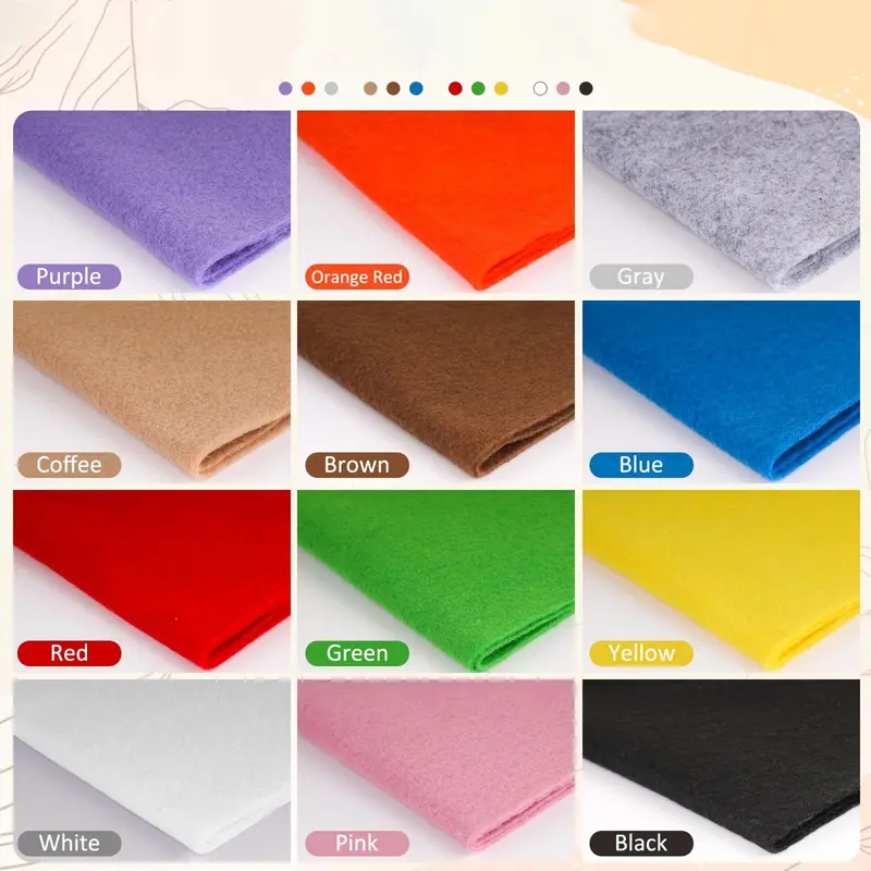 12 Colors Soft Felt Fabric Sheets, 12pcs/set DIY Craft Sewing Fabric Sheets, Handmade Fabric Patches for Bag Making 2