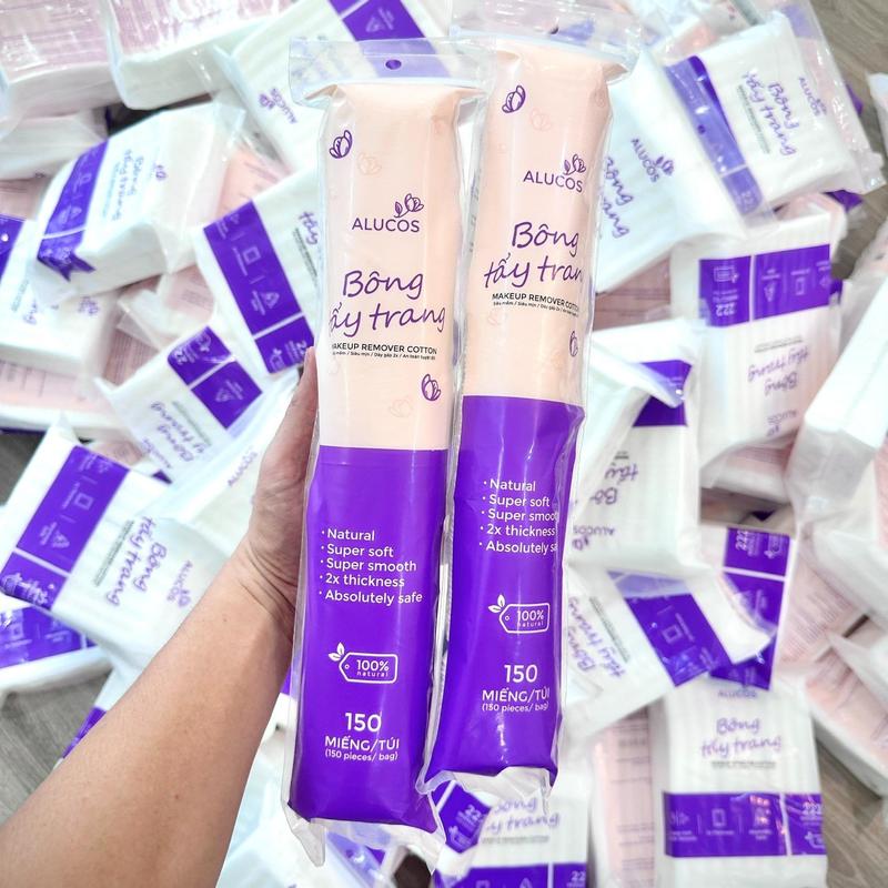 Combo 3 Gói 450 Miếng Bông Tẩy Trang Tròn Alucos 150 miếng gói