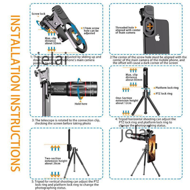 Lensa Apexel 28x Zoom Lensa Kamera Zoom Cam Lensa Tele Telezoom Lens Kamera Persediaan Konser Tele Zoom Lens Universal 18x25 Handphone Hd 8