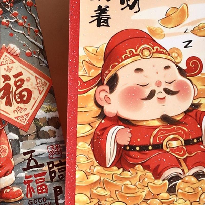 Product Introduction of Túi Đựng Tiền, Phong Cách Trung Quốc, 6 Cái, Phong Bì Màu Đỏ Năm Mới, Túi Đỏ Phúc Lành Hongbao, Dày Dặn, Túi Đựng Tiền Trẻ Em Truyền Thống, Thích Hợp Làm Quà Tặng Năm Mới Âm Lịch 10