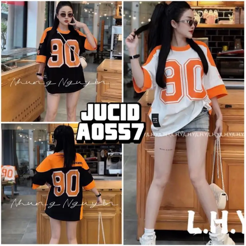 【jucido557.ph】Sports T-shirt Number 90 Hottrend 2024, 2 Color Cotton T-Shirt With Orange Sleeve