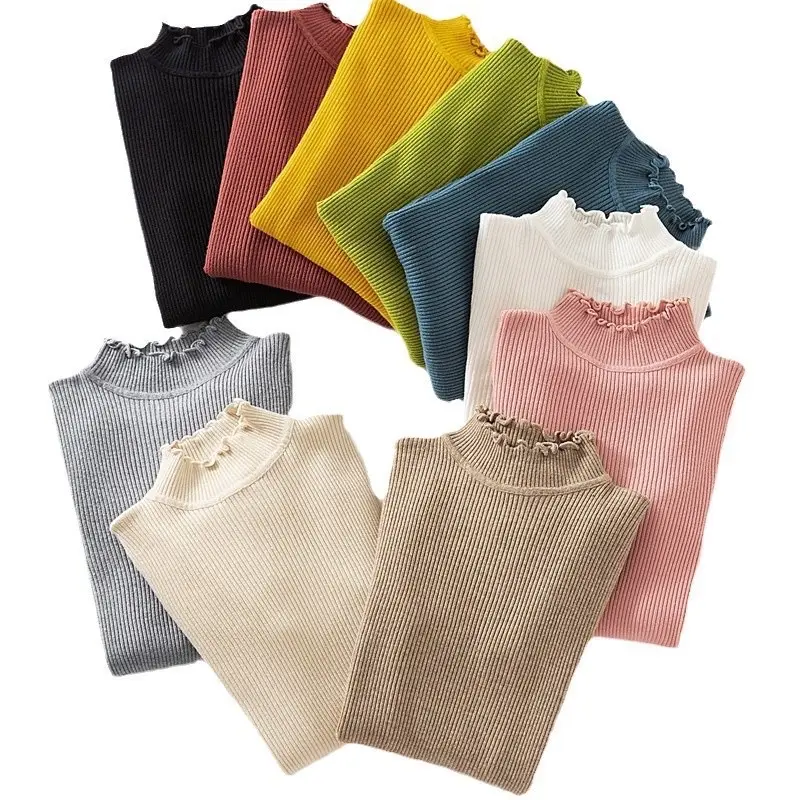 ÁO LEN TĂM CỔ BÈO 3p Basic Len dệt kim Giữ Nhiệt Nữ Women Top 1