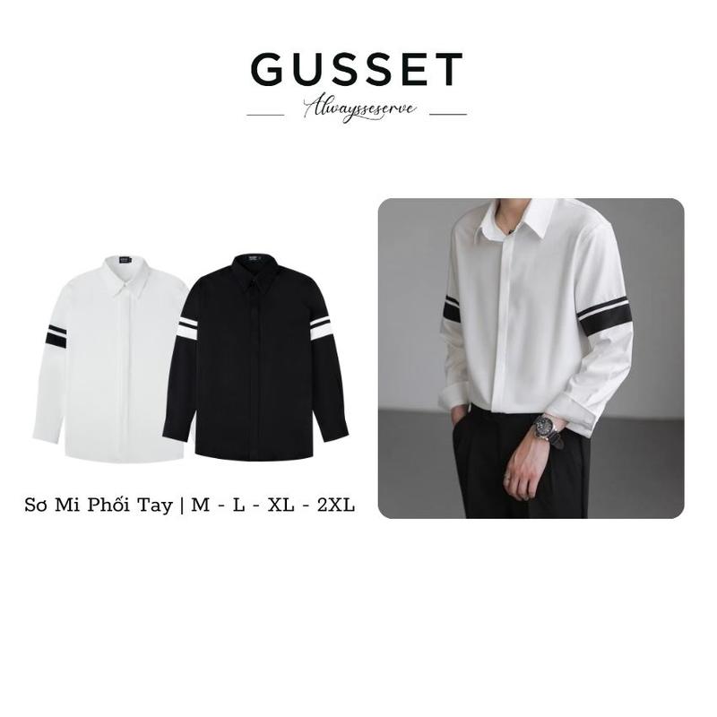  Áo Sơ Mi Nam Dài Tay Phối Đen Trắng Vải Chéo Hàn Chống Nhăn Thoáng Mát Gusset SMP11 Menswear Ong Shirt 