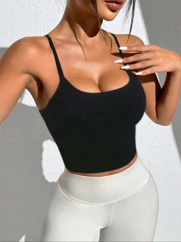 Women's Solid Criss Cross Lace Up Tie Back Crop Sports Vest, Sporty Breathable Comfortable Sleeveless Crop Top for Yoga Gym Workout, Ladies Sportswear for All Seasons 6
