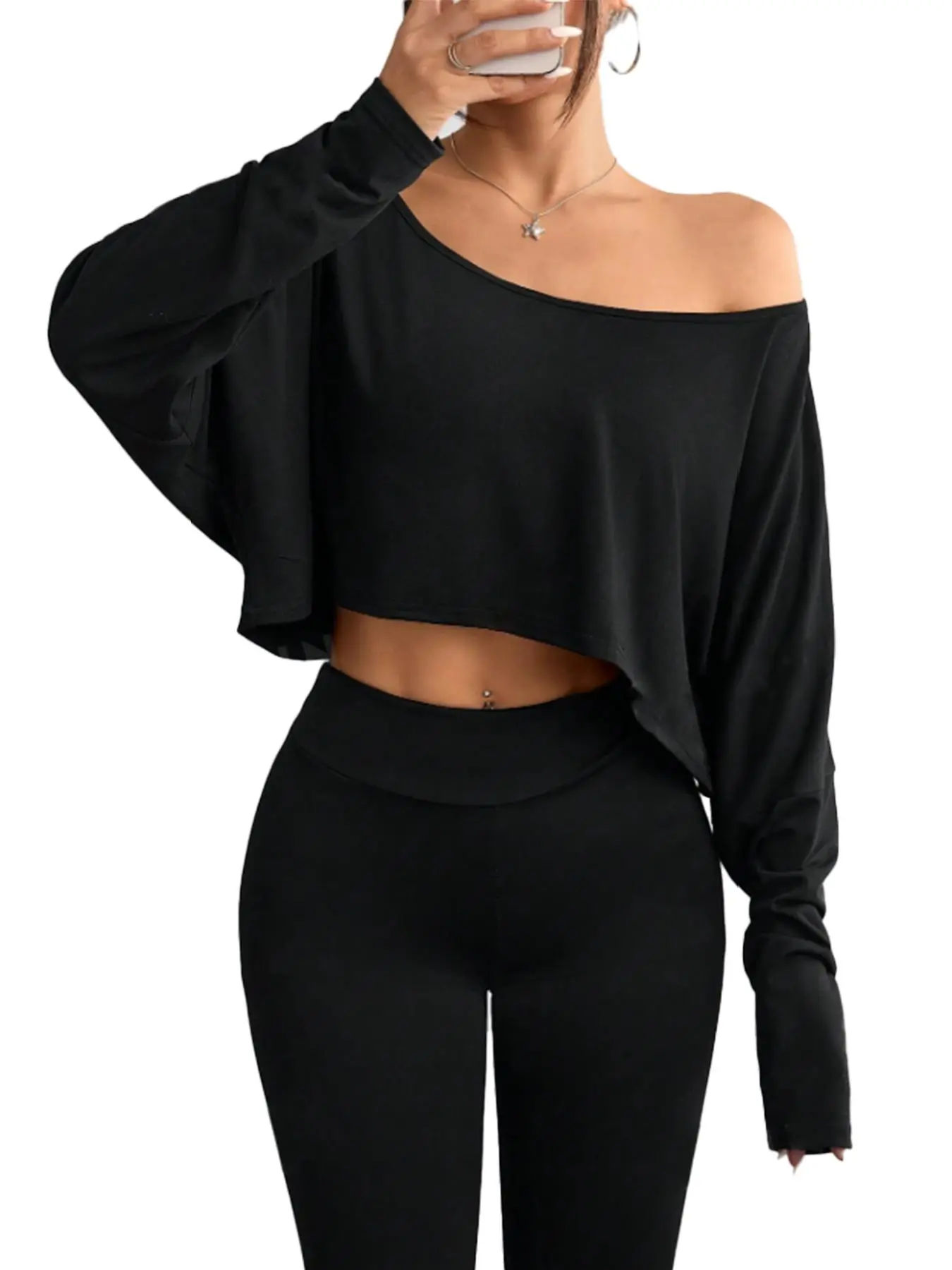 Women's Plain Tee, Casual Long Sleeve T-shirt for Daily Wear, Ladies Clothes for All Seasons, Top