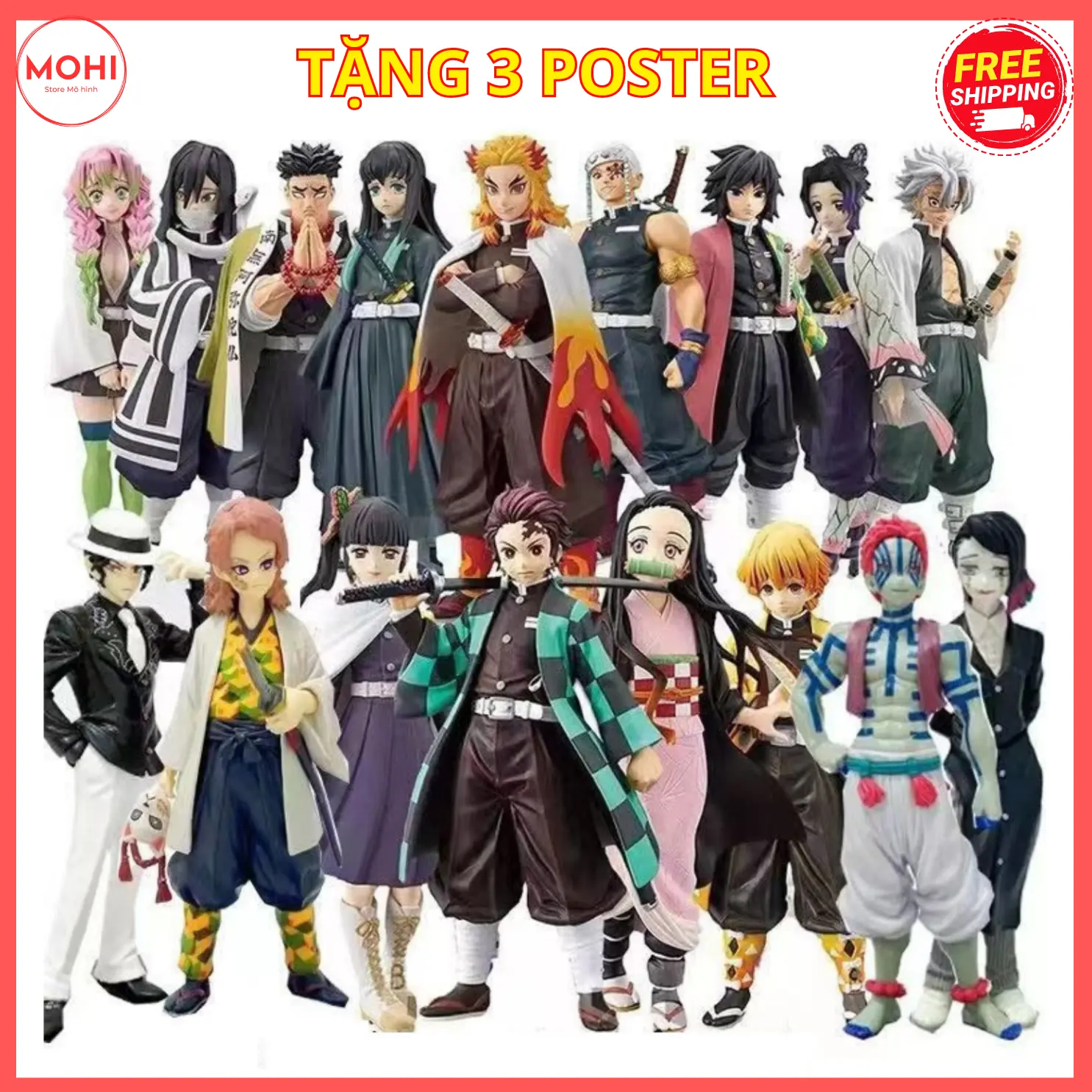 ( Bán lẻ) Mô hình Thanh Gươm Diệt Quỷ Kimetsu no Yaiba ( Tanjiro áo caro- áo đen, Nezuko, Zenitsu, Inosuke đầu heo- đầu người, Rengoku, Muichirou, Obanai, Sanemi, Kanao, Kanae, Mitsuri, Giyuu, Tengen ) ( Tặng Poster ) Đồ Chơi Toy