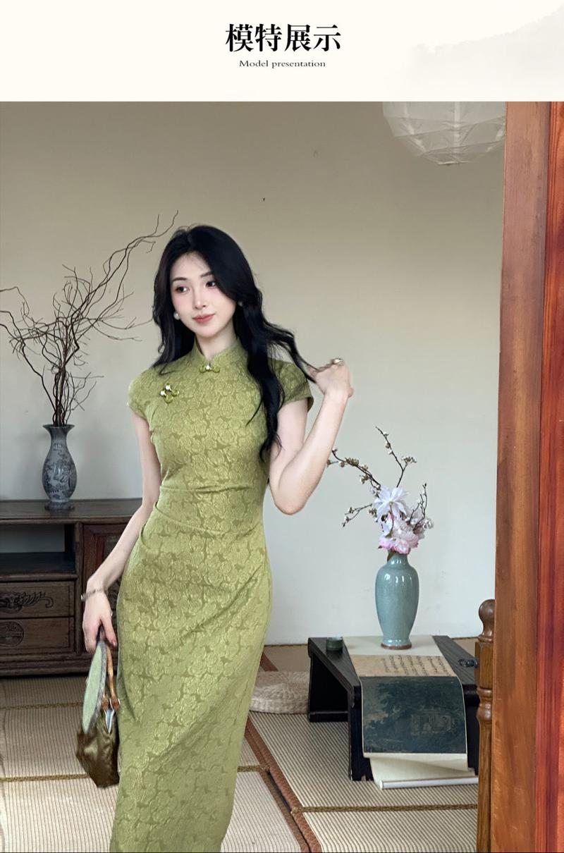 Product Introduction of Sườn Xám Hoa Hồng Trung Quốc Phong Cách Quốc Gia, Váy Dài Vừa Vặn Cao Cấp Váy Jacquard, Thích Hợp Cho Mùa Xuân Và Mùa Hè 2024 Nữ Women Dress 14