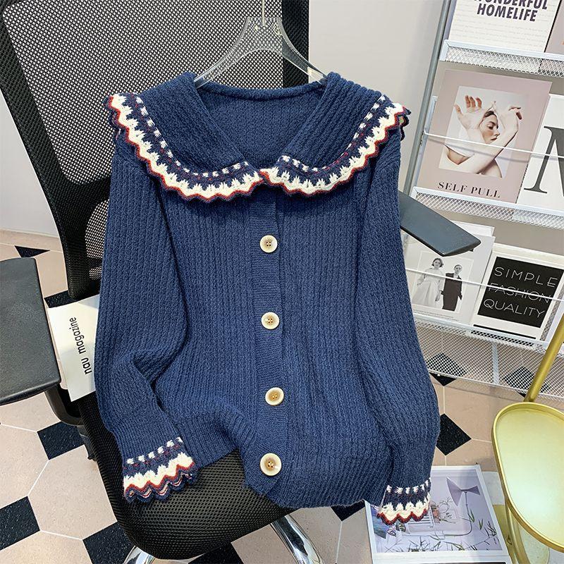Product Introduction of Áo Len Cổ Peter Pan, Thời Trang Và Phong Cách, Dành Cho Nữ, Hàng Mới Về Thu Đông 2024, Dáng Rộng Vừa Vặn, Áo Khoác Cardigan Dệt Kim Dày, Thích Hợp Cho Bé Gái Béo 4