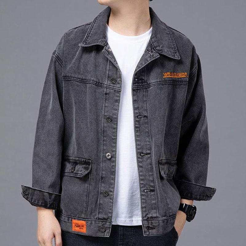 Áo Khoác Denim Thường Ngày Cho Nam, Hàng Mới Về Mùa Xuân Và Mùa Thu, Áo Khoác Dáng Rộng Phong Cách Hàn Quốc, Ngoại Cỡ, Áo Khoác Denim Hợp Xu hướng Quần Áo Nam 7