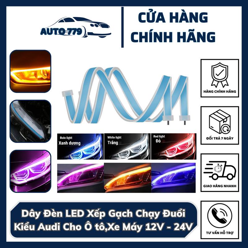 Dây Đèn LED Xếp Gạch Chạy Đuổi Kiểu Audi 24V/12V Cho Ô tô,Xe Máy Đa Dạng Màu Sắc , Lắp Đặt Dễ Dàng , Hàng Lỗi 1 Đổi 1