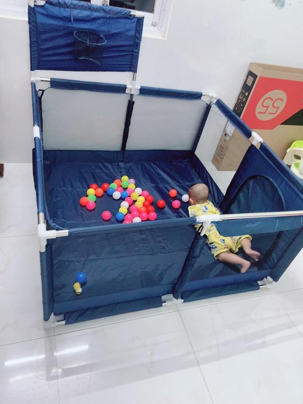 Quây cũi LOẠI 1 quây bóng hình vuông cho bé có rổ bóng và khung thành (tặng kèm 10 bóng nhựa) Đồ Chơi cụi  nhựa em bé