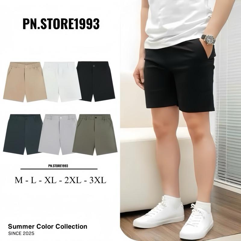 ( CONBO 2 QUẦN SHORT CẠP CÚC PHA CHUN ) PN.store1993 Vải kaki dù mềm mịn Fom trên gối trẻ trung