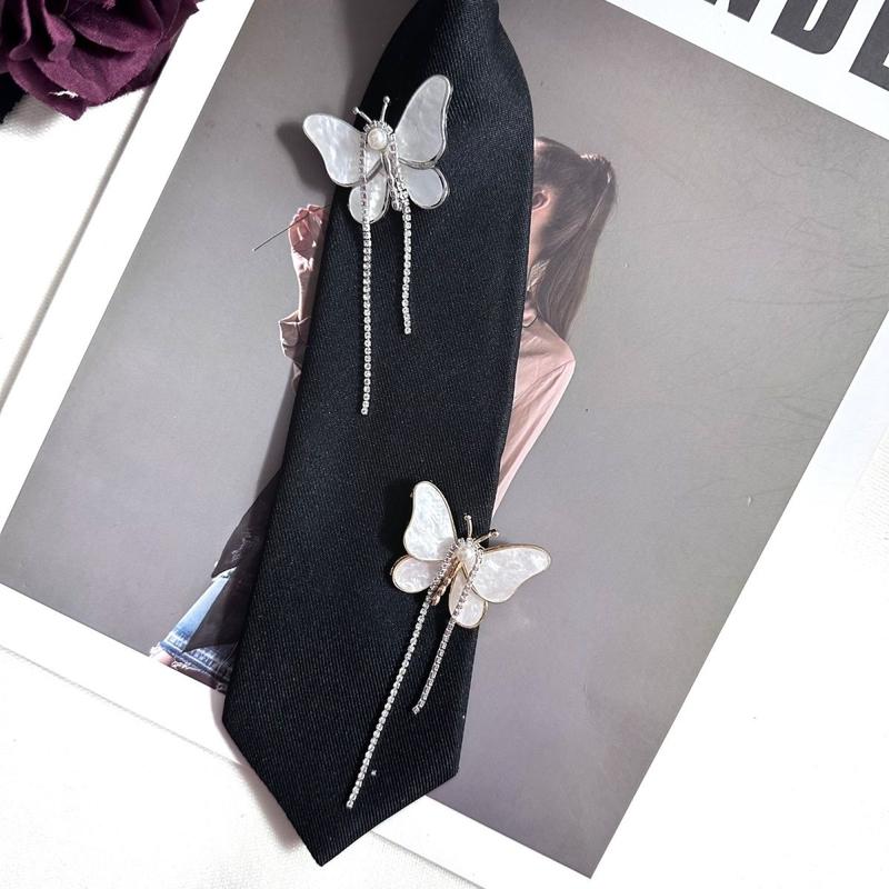 Broken Cocoon Butterfly Tie Female Butterfly Tassel Brooch Luxurious Style All-Matching Shirt Dress Neck Band Accessories New 4