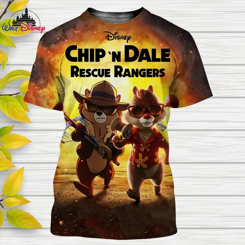 Kemeja-T Disney Kartun Chip 'n Dale Rescue Rangers, Cetakan 3D, Berkualiti Tinggi, Untuk Lelaki dan Perempuan, Gaya Kasual, Pakaian Jalanan, 2024